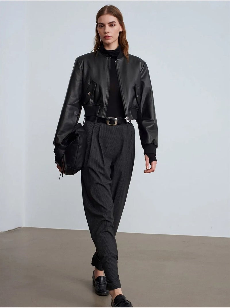 Pantalon tailleur à taille haute et plis dilvin Gris foncé - Kiabi