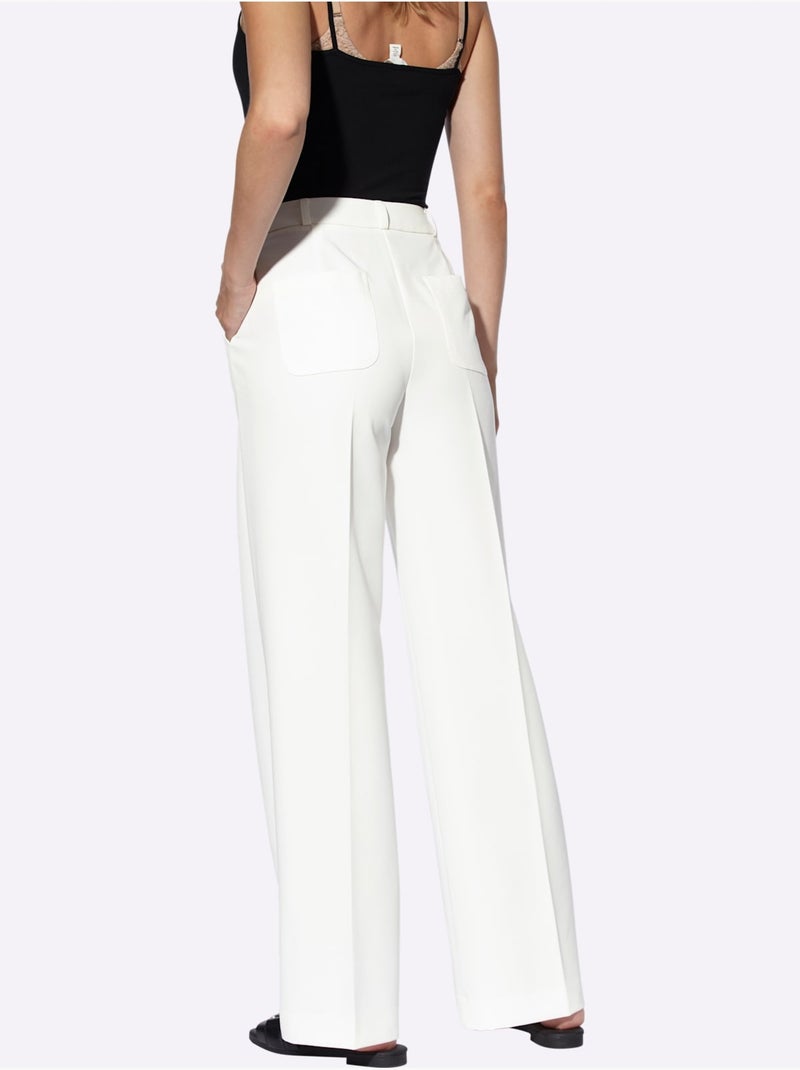 Pantalon Tailleur Coupe Droite Aux Jambes - Taille Standard - Helline Ecru - Kiabi
