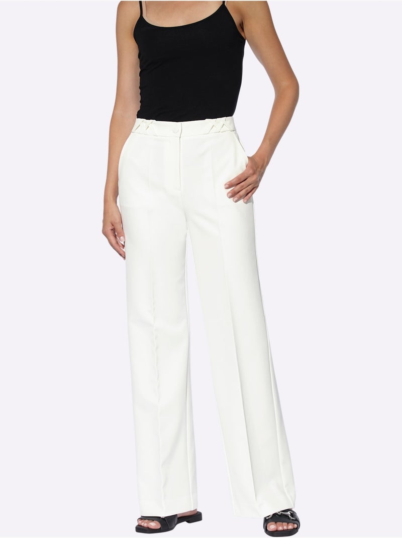 Pantalon Tailleur Coupe Droite Aux Jambes - Taille Standard - Helline Ecru - Kiabi