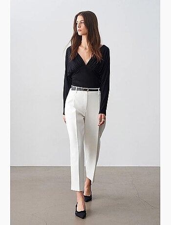 Pantalon tailleur femme droit avec plis dilvin