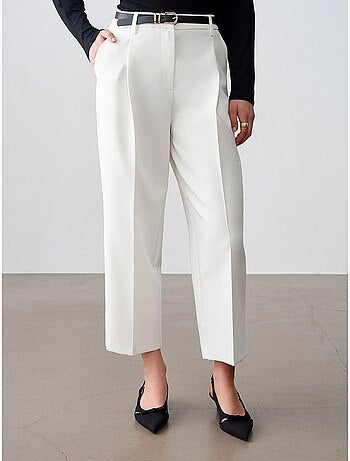 Pantalon tailleur femme droit avec plis dilvin