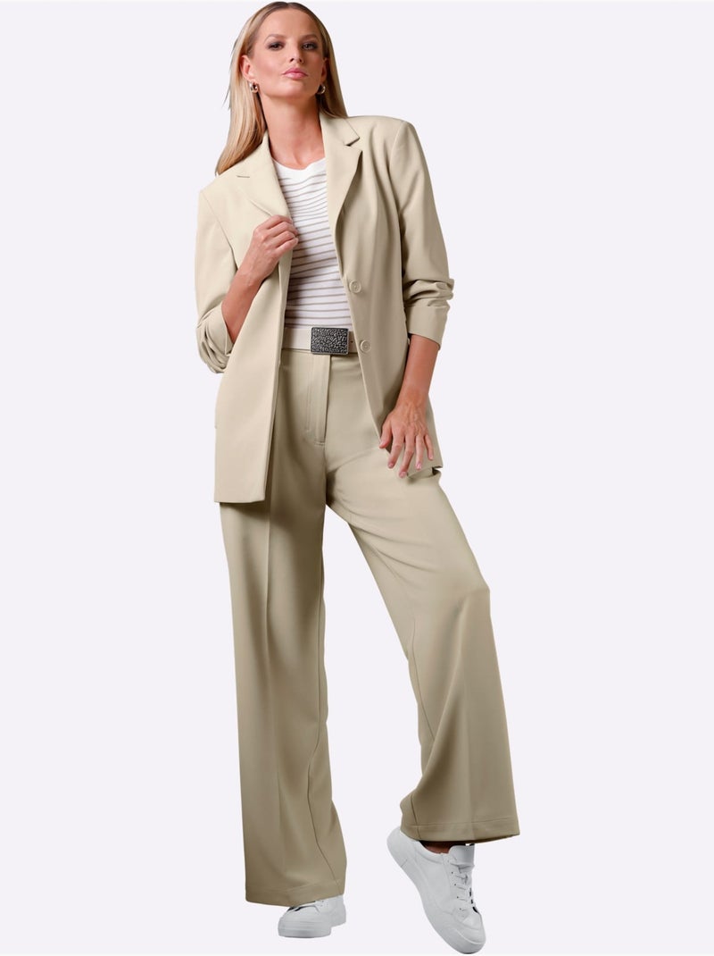 Pantalon Tailleur Jambes Larges Mode - Taille Standard - Helline Beige - Kiabi