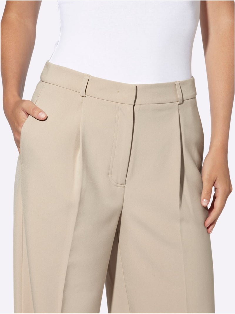 Pantalon Tailleur Jambes Larges Mode - Taille Standard - Helline Beige - Kiabi