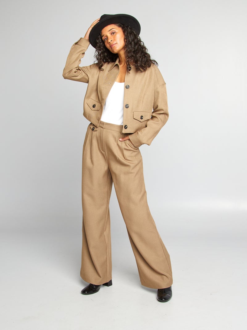 Pantalon tailleur large Kaki - Kiabi