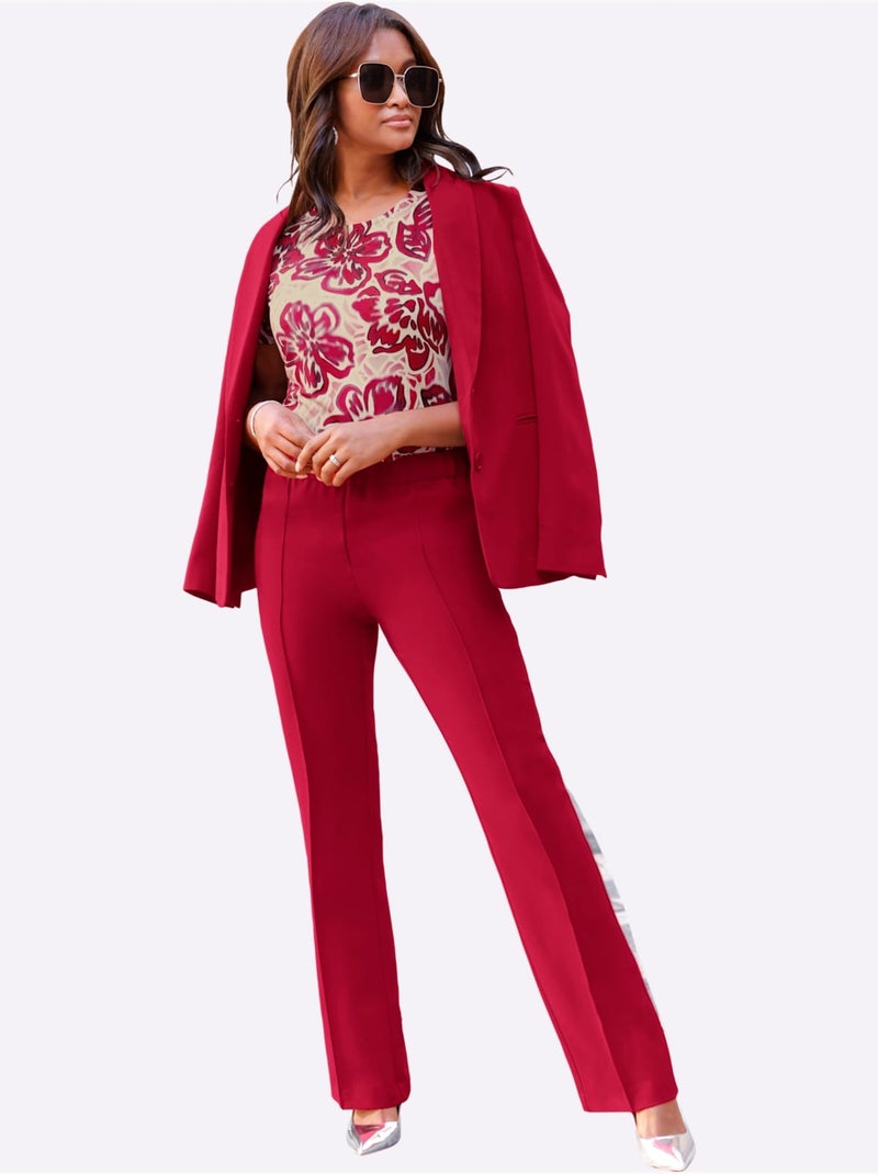 Pantalon Tailleur Mélange De Matières Facile D'entretien - Taille Standard - Witt Rouge - Kiabi
