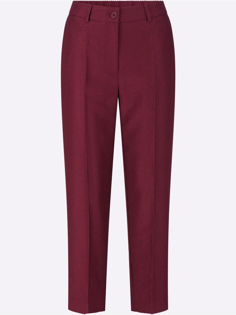 Pantalon tailleur qualité jacquard à motif discret - taille standard - helline Bordeaux - Kiabi