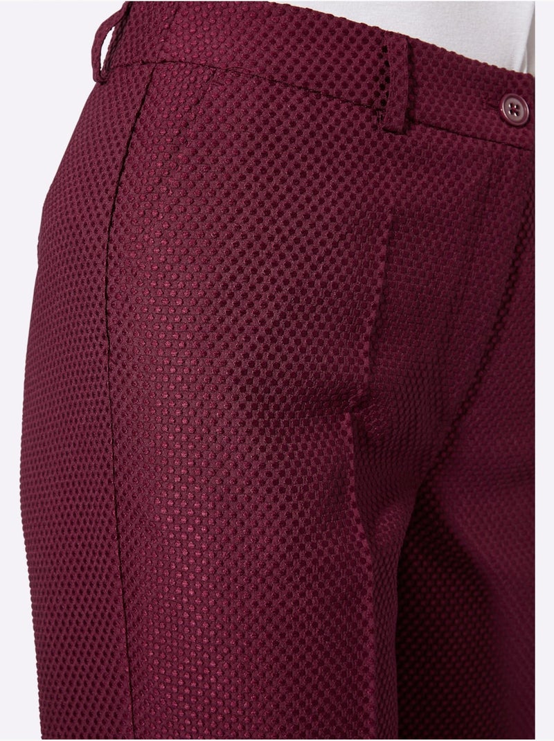 Pantalon tailleur qualité jacquard à motif discret - taille standard - helline Bordeaux - Kiabi