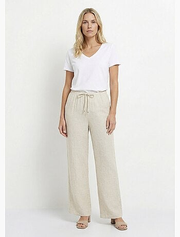 Pantalon tailleur ray? aspect irr?gulier - Afibel