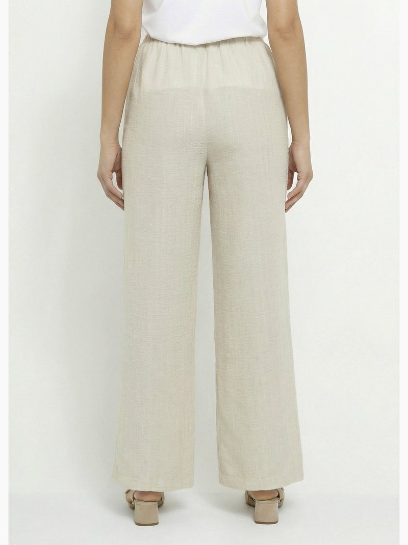 Pantalon tailleur rayé aspect irrégulier - Afibel Beige - Kiabi