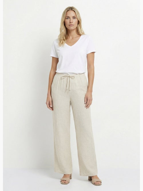 Pantalon tailleur rayé aspect irrégulier - Afibel - Kiabi