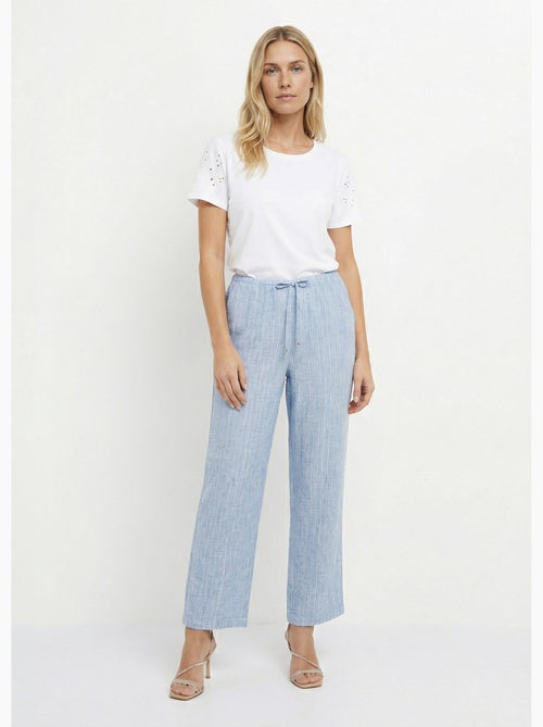 Pantalon tailleur rayé aspect irrégulier - Afibel - Kiabi