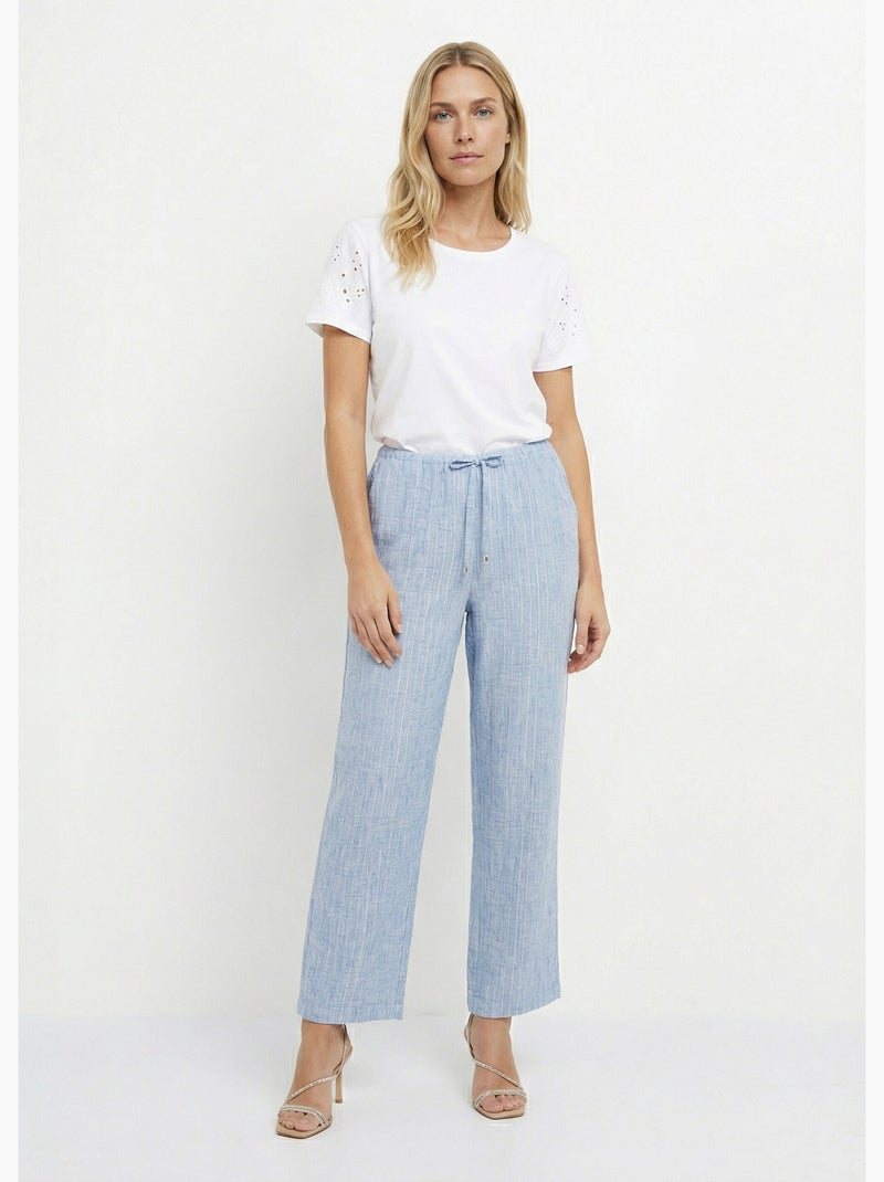 Pantalon tailleur rayé aspect irrégulier - Afibel Bleu - Kiabi
