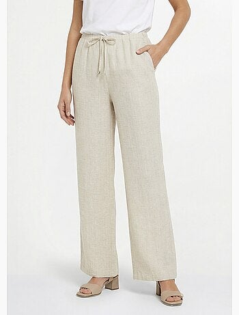 Pantalon tailleur rayé aspect irrégulier