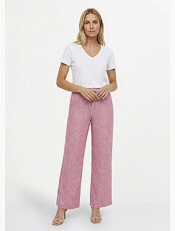 Pantalon tailleur rayé aspect irrégulier