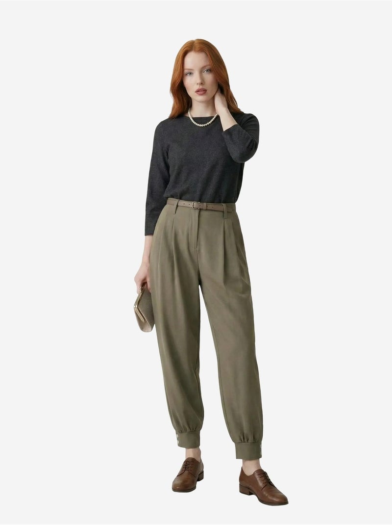 Pantalon tailleur taille haute my fashion Kaki - Kiabi