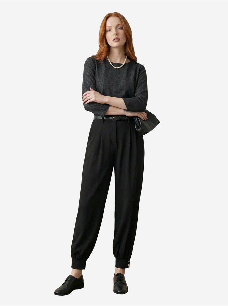 Pantalon tailleur taille haute my fashion Noir - Kiabi