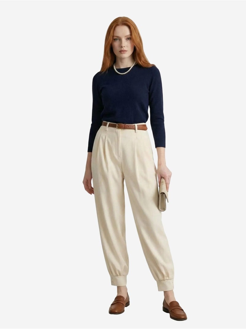 Pantalon tailleur taille haute my fashion Sable - Kiabi