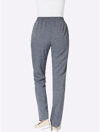 Pantalon texturé à ceinture élastique avec poches latérales et boutons - Taille courte - Moda Vilona