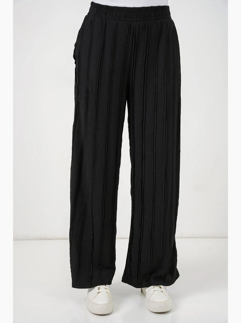 Pantalon texturé à jambes larges bdart Noir - Kiabi