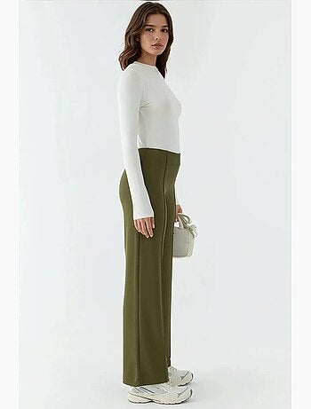 Pantalon texturé taille haute à jambes larges hiccup