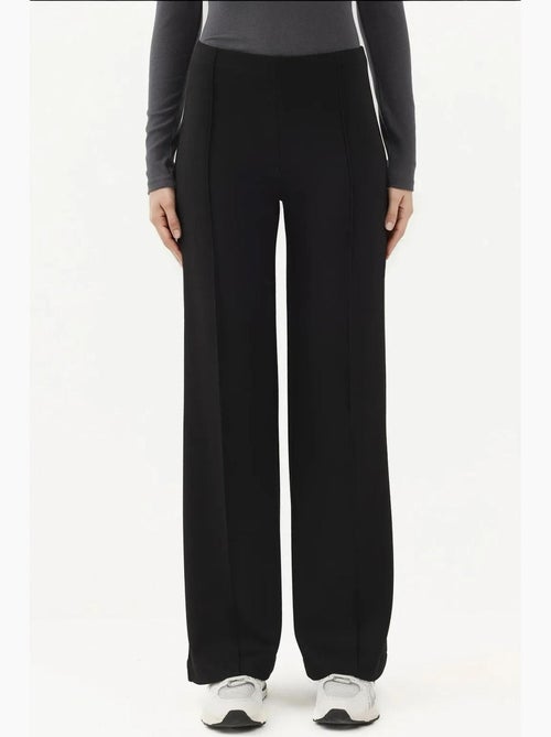 Pantalon texturé taille haute à jambes larges hiccup - Kiabi Pantalon texturé taille haute à jambes larges hiccup - Kiabi