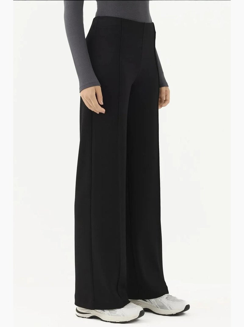 Pantalon texturé taille haute à jambes larges hiccup Noir - Kiabi