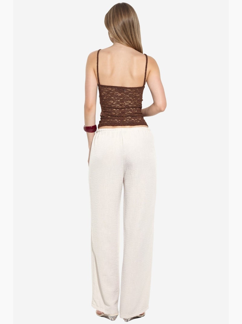 Pantalon tissé à jambe droite pour femme busem Crème - Kiabi