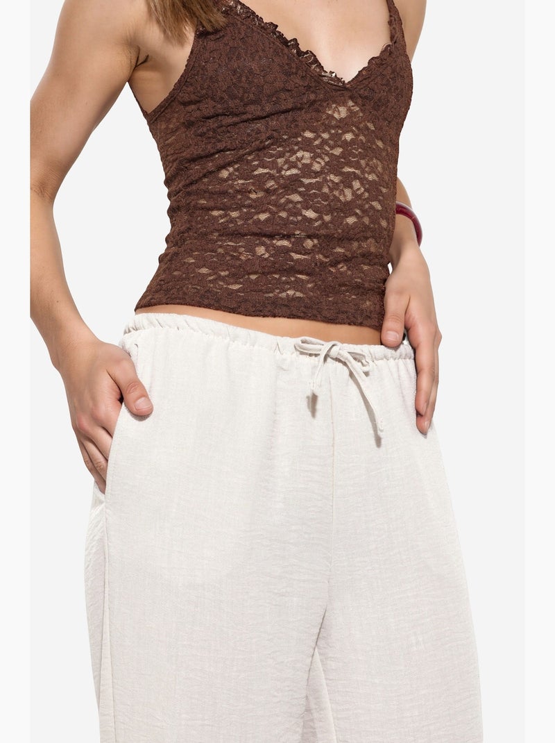 Pantalon tissé à jambe droite pour femme busem Crème - Kiabi