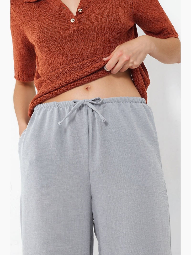 Pantalon tissé à jambe droite pour femme busem Gris clair - Kiabi