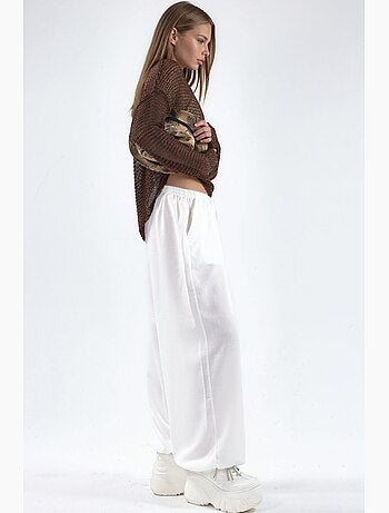 Pantalon tissé à jambe large avec taille à cordon de serrage busem