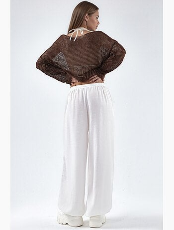 Pantalon tissé à jambe large avec taille à cordon de serrage busem