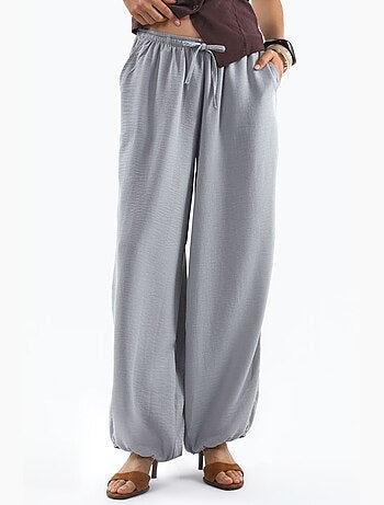 Pantalon tissé à jambe large avec taille à cordon de serrage busem