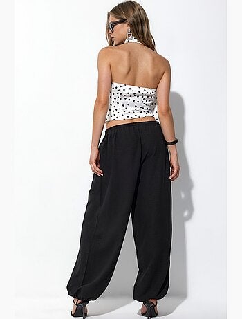 Pantalon tissé à jambe large avec taille à cordon de serrage busem