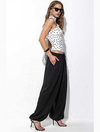 Pantalon tissé à jambe large avec taille à cordon de serrage busem