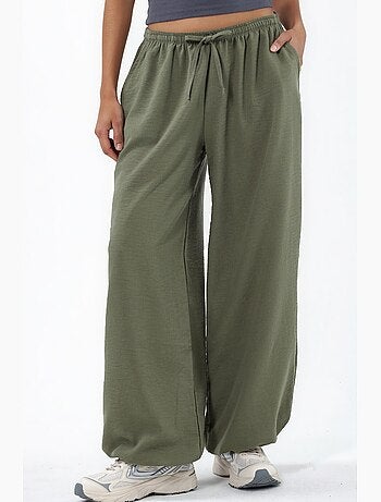 Pantalon tissé à jambe large avec taille à cordon de serrage busem