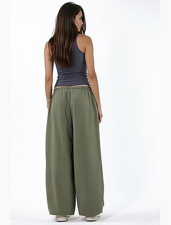 Pantalon tissé à jambe large avec taille à cordon de serrage busem