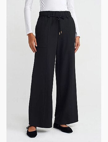 Pantalon tissé à jambe large et taille élastique dilvin