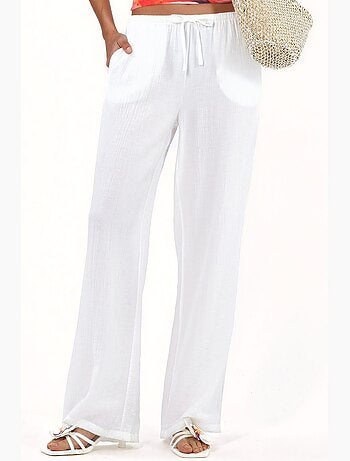 Pantalon tissé à jambe large pour femme busem