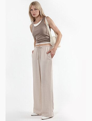 Pantalon tissé à jambe large pour femme busem