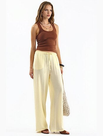Pantalon tissé à jambe large pour femme busem