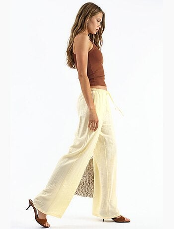 Pantalon tissé à jambe large pour femme busem