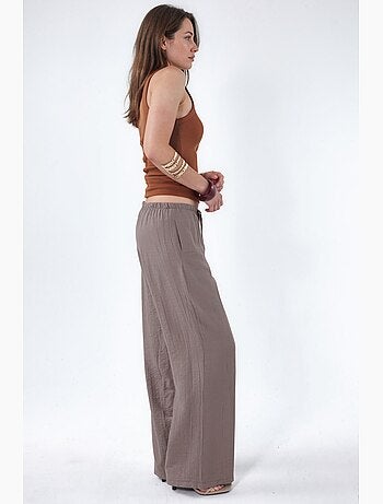Pantalon tissé à jambe large pour femme busem