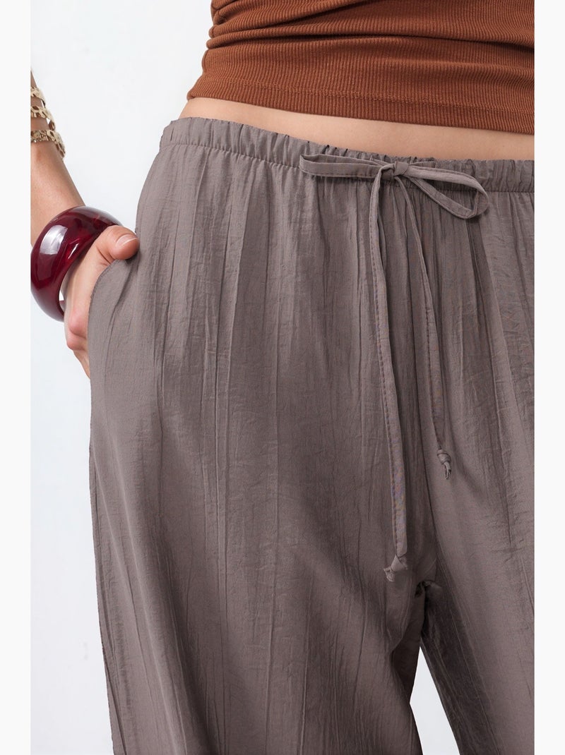 Pantalon tissé à jambe large pour femme busem Taupe - Kiabi