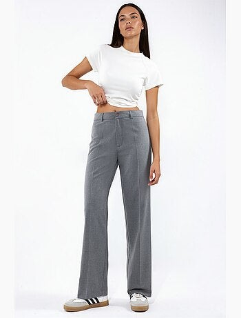 Pantalon tissé à taille haute et jambe droite hiccup