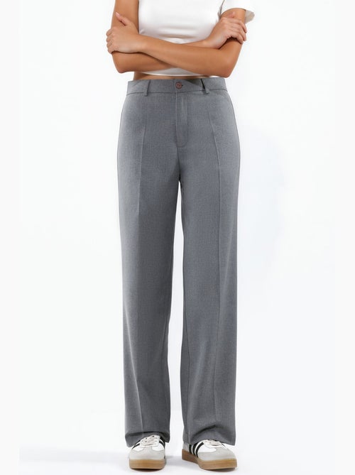 Pantalon tissé à taille haute et jambe droite hiccup - Kiabi