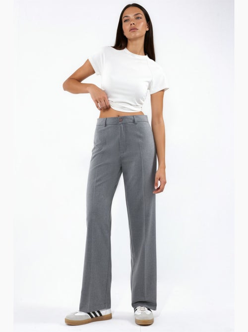 Pantalon tissé à taille haute et jambe droite hiccup - Kiabi