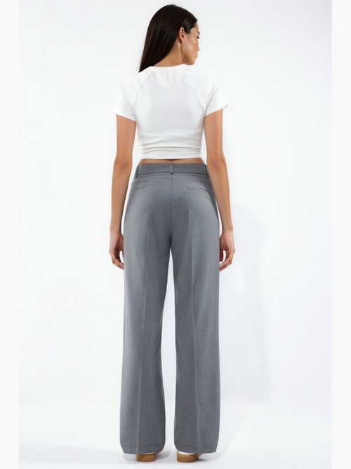 Pantalon tissé à taille haute et jambe droite hiccup - Kiabi