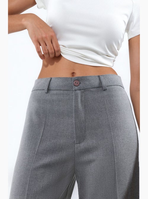 Pantalon tissé à taille haute et jambe droite hiccup - Kiabi