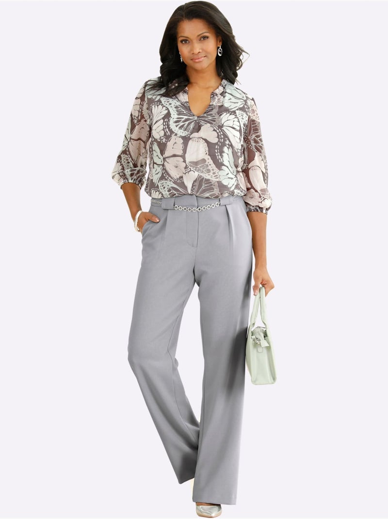 Pantalon tissé entretien facile - taille courte - witt Gris foncé - Kiabi