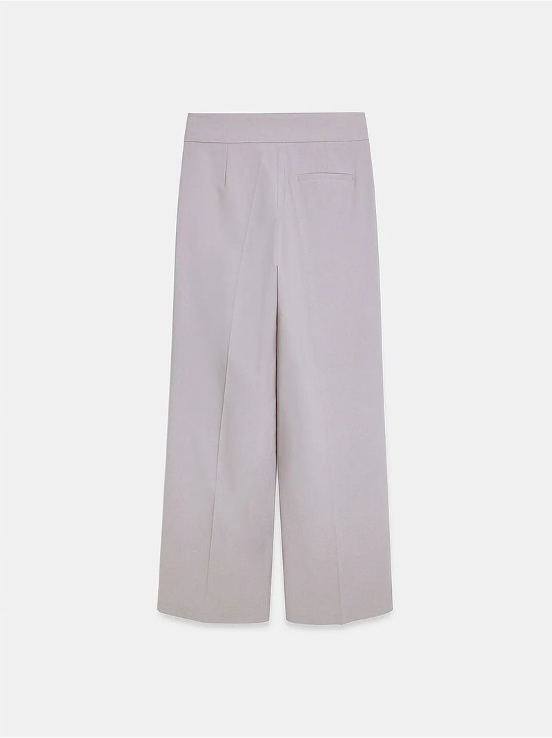 Pantalon tissé large avec ceinture dilvin Sable - Kiabi